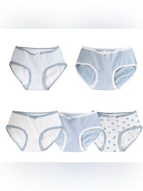 WomanLight Blue & White Cotton Briefs - 5 Pack